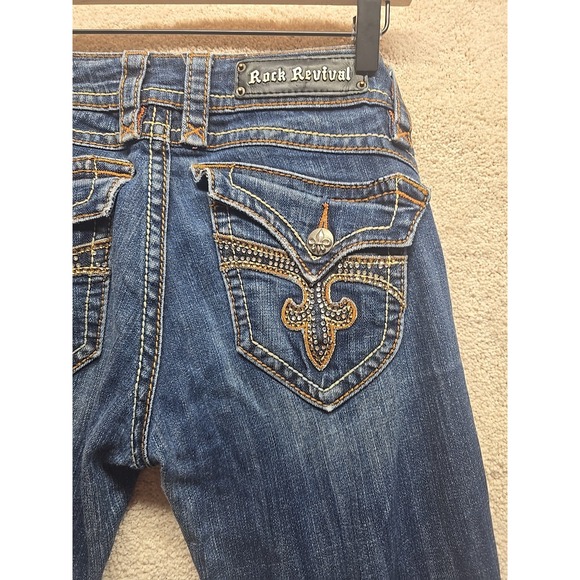Rock Revival Patti Boot Cut Studs Womens Jeans Staight 28 Low Rise - Picture 4 of 16